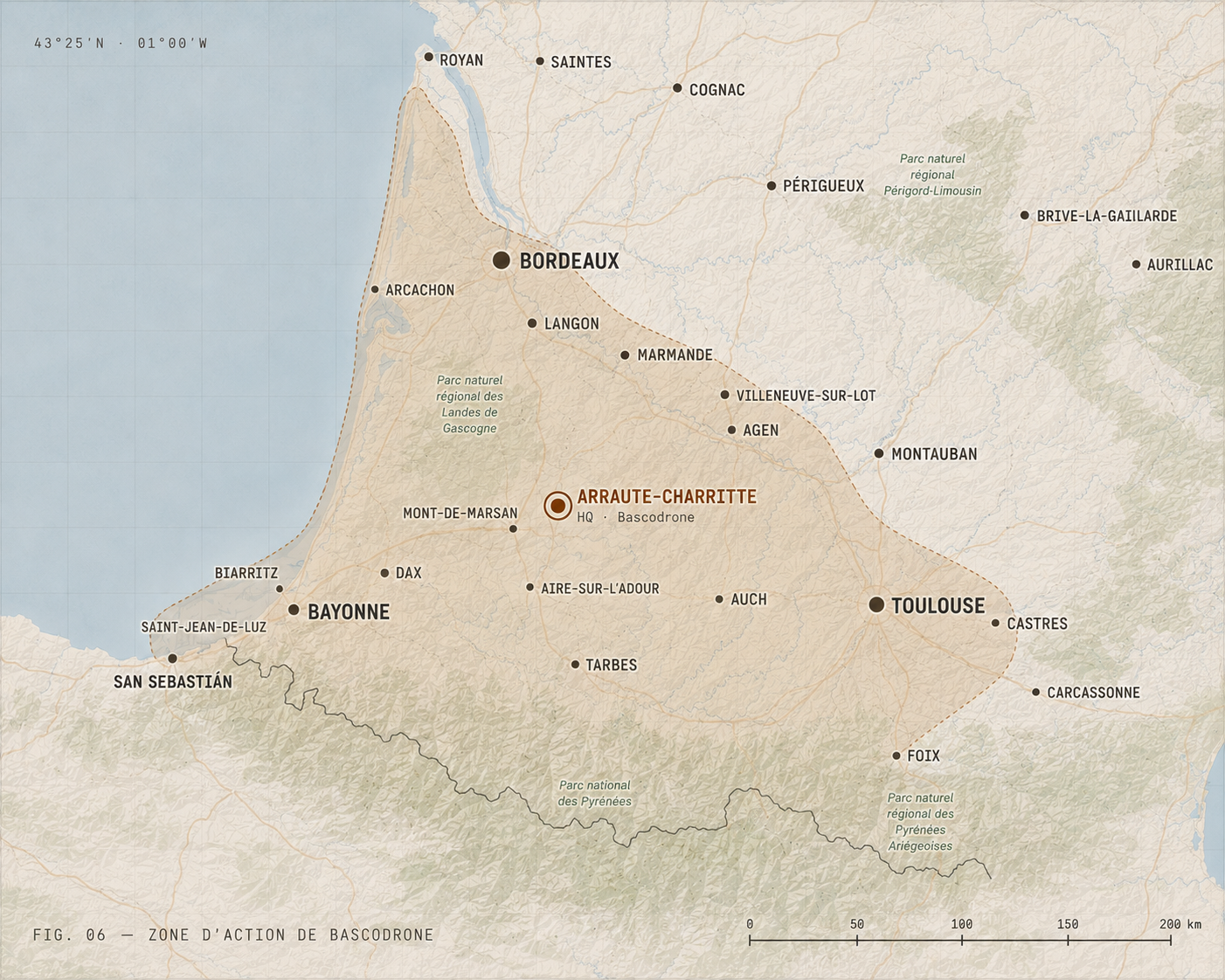 Zone d'action de Bascodrone — Pays Basque et Sud-Landes